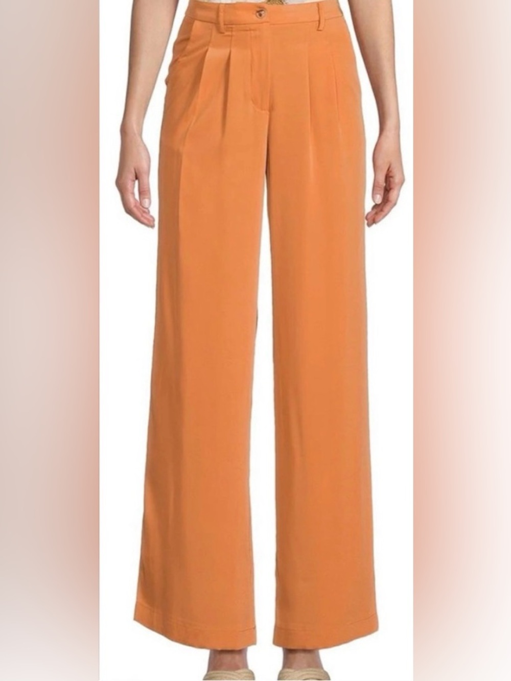 Wide-Leg High-Rise Pants in Burnt Orange - XS